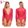 Fancyra Women Plain Full Sleeves Bodysuit Lingerie Free Size Pink Color
