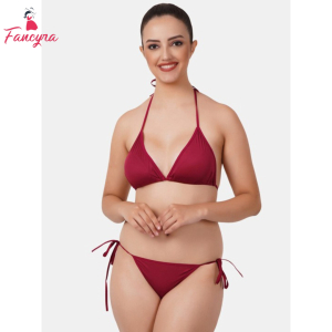 Fancyra Women Plain Soft Non Padded Bra Panty Lingerie Bikini Set Free Size
