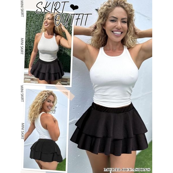 Fancyra Women Pleated Mini Skirt Ruffle Lingerie - Image 4