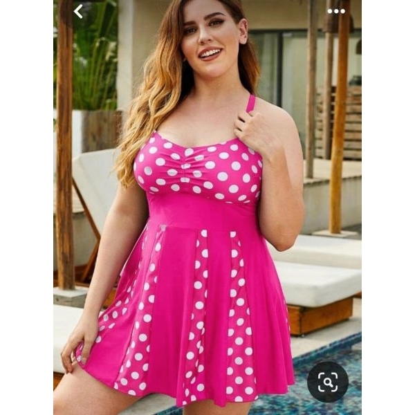 Fancyra Women Polka Dot Printed Elegant Babydoll Swimwear Lingerie Dress - Image 2