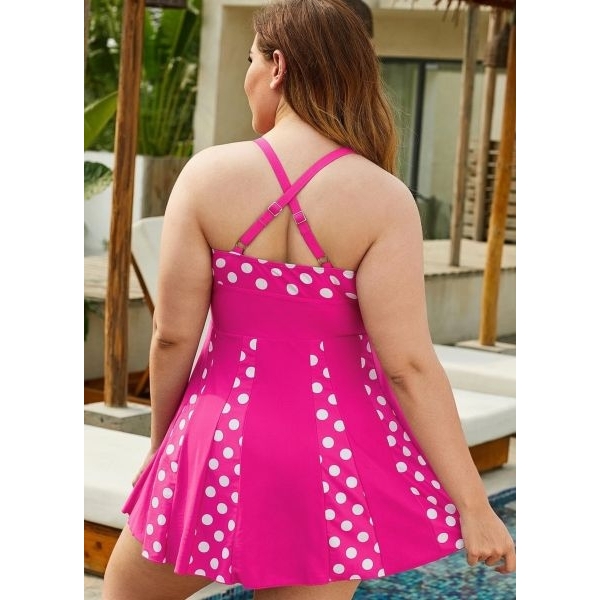 Fancyra Women Polka Dot Printed Elegant Babydoll Swimwear Lingerie Dress - Image 3