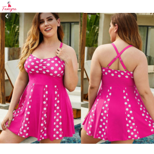 Fancyra Women Polka Dot Printed Elegant Babydoll Swimwear Lingerie Dress