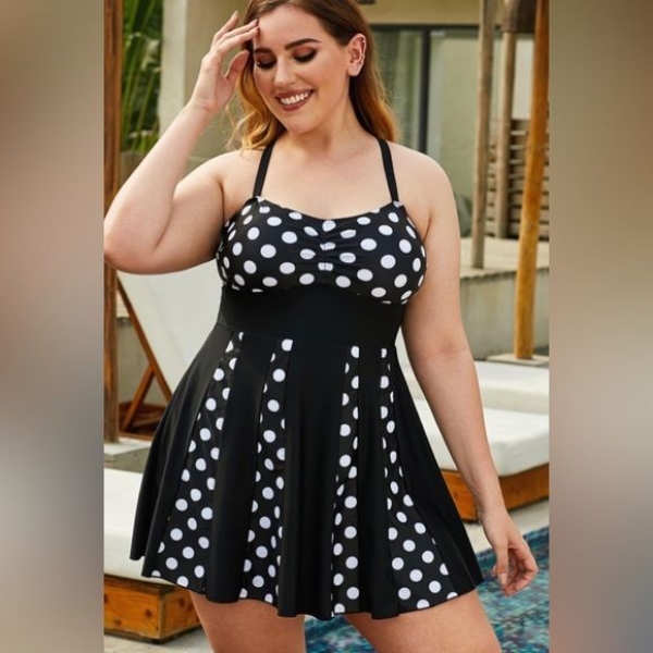 Fancyra Women Polka Printed Babydoll Lingerie Black Night Dress - Image 3