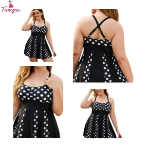 Fancyra Women Polka Printed Babydoll Lingerie Black Night Dress