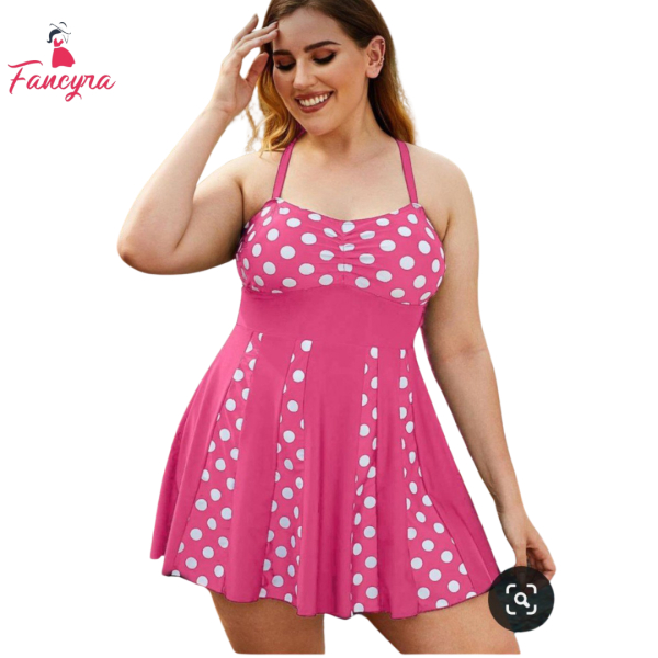 Fancyra Women Polka Printed Babydoll Lingerie Pink Night Dress - Image 2