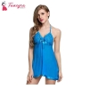 Fancyra Women Polyamide Spandex And Lace Plain Above Knee Babydoll Sleepwear With G String Panty