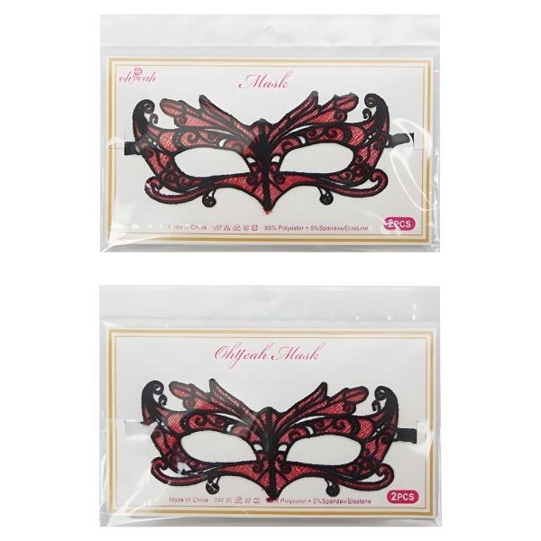 Fancyra Women Premium Pack of Two Red Lace Mask for Women Party Roleplay - Image 2