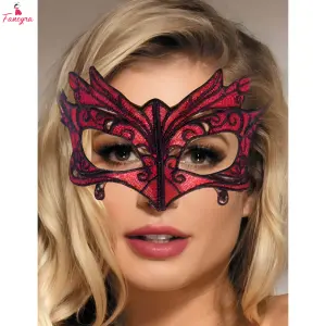 Fancyra Women Premium Pack of Two Red Lace Mask for Women Party Roleplay