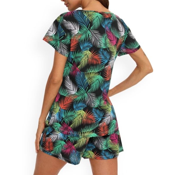 Fancyra Women Printed Casual Sleepwear Tee and Shorts Pajama Set - Image 3