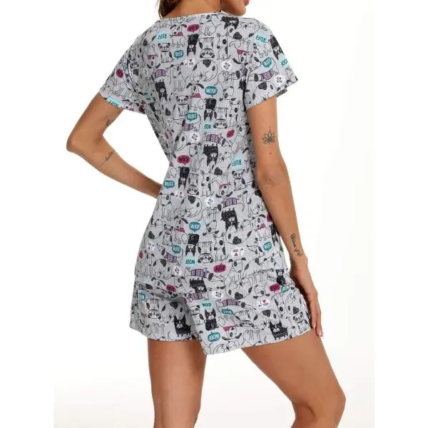 Fancyra Women Printed Cute Top and Shorts Nightwear Pajama Set - Image 3
