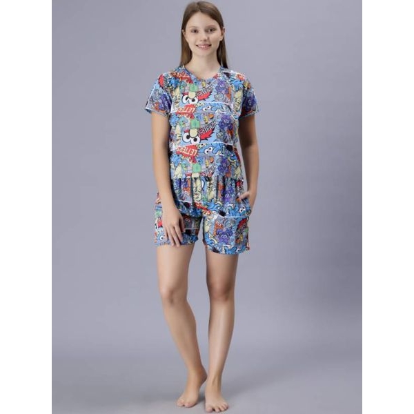 Fancyra Women Printed Round Neck Night suit Pajama Set - Image 2