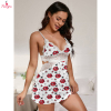 Fancyra Women Printed Satin Lace Elegant Babydoll Lingerie Nighty