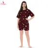 Fancyra Women Printed Short Sleeves Elegant Pajama Nightwear Set
