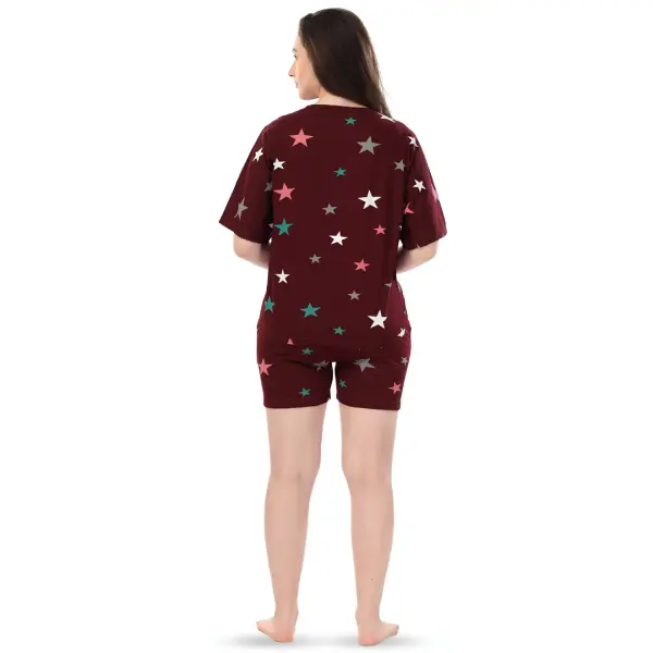 Fancyra Women Printed Short Sleeves Elegant Pajama Nightwear Set - Image 4