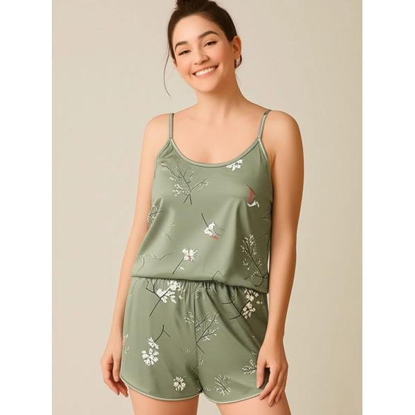 Fancyra Women Printed Shoulder Strap Night Suit Pajama Set - Image 2