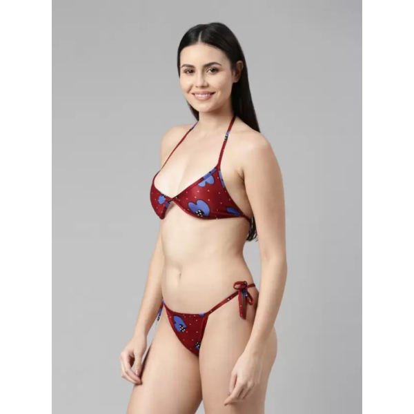 Fancyra Women Printed Sleepwear Nightwear Nighty with Robe Swimwear Bikini Set Free Size - Image 4