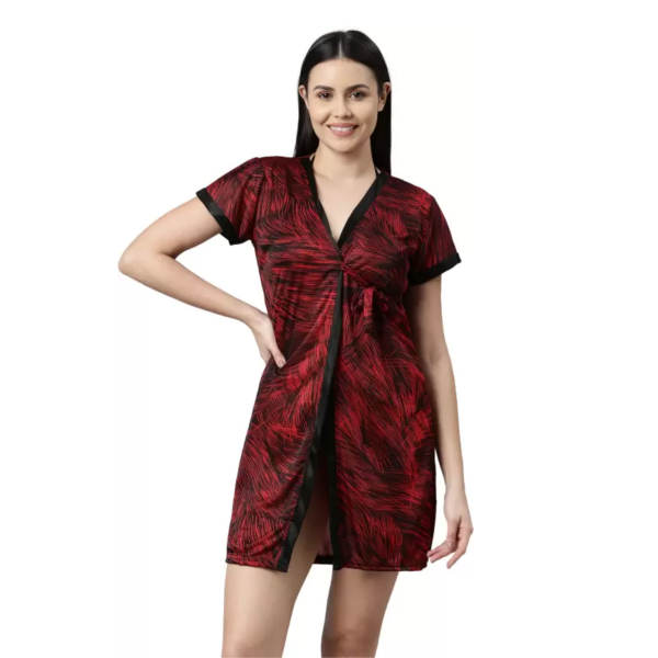 Fancyra Women Printed Sleepwear Nightwear Nighty with Robe Swimwear Bikini Set Free Size - Image 4
