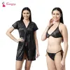 Fancyra Women Printed Sleepwear Nightwear Nighty With Robe Swimwear Bikini Set Free Size