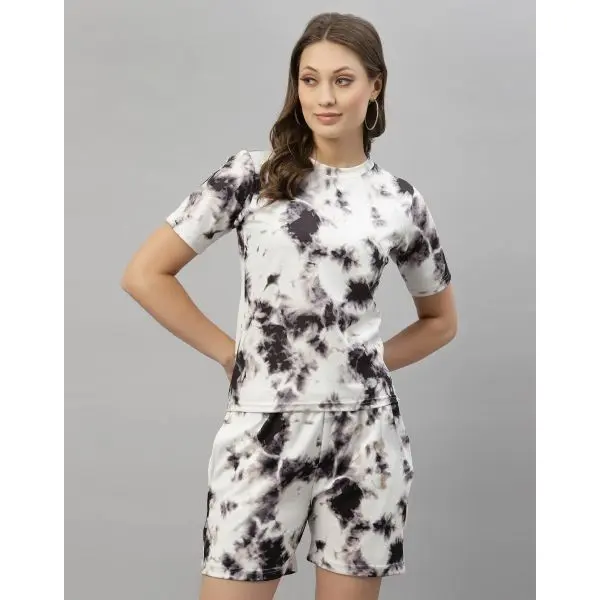 Fancyra Women Printed Sleepwear Tee and Shorts Pajama Set - Image 2