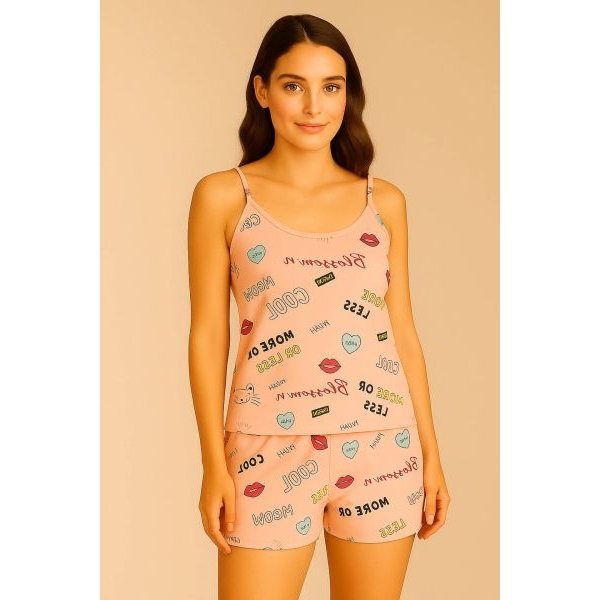 Fancyra Women Printed Sleeveless Night suit Camisole Top and Shorts Pajama Set - Image 2