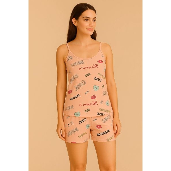 Fancyra Women Printed Sleeveless Night suit Camisole Top and Shorts Pajama Set - Image 3