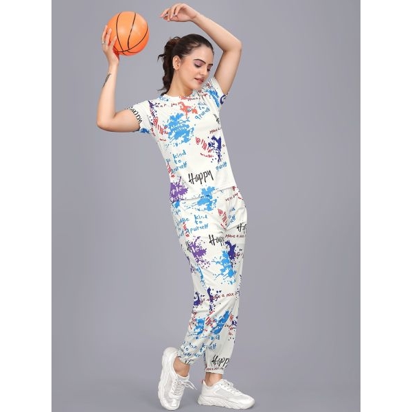 Fancyra Women Printed Top With Joggers Pajama Set - Image 2
