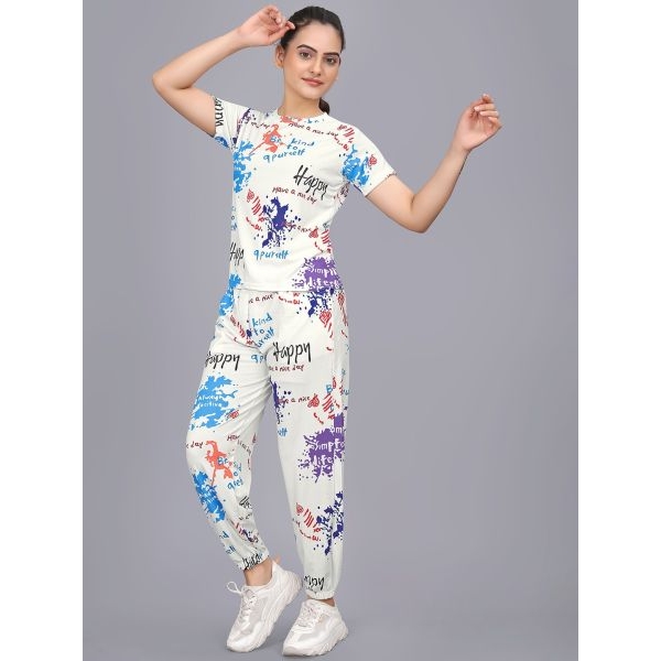 Fancyra Women Printed Top With Joggers Pajama Set - Image 5