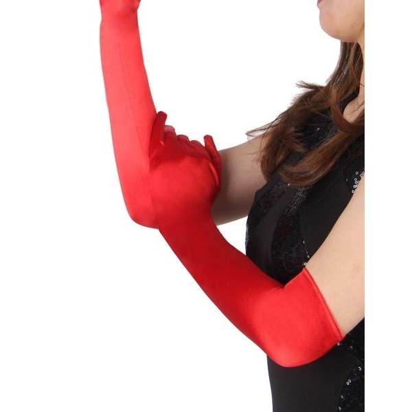 Fancyra Women Red Classic Opera Length Satin Gloves - Image 4