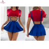 Fancyra Women Red Crop Top & Blue Suspender Skirt Cosplay Babydoll Lingerie