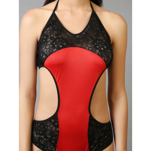 Fancyra Women Red Halter Neck Hot Bodysuit Lingerie Nighty - Image 3