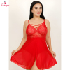 Fancyra Women Red Lace Textured Hot Bodysuit Lingerie Nighty
