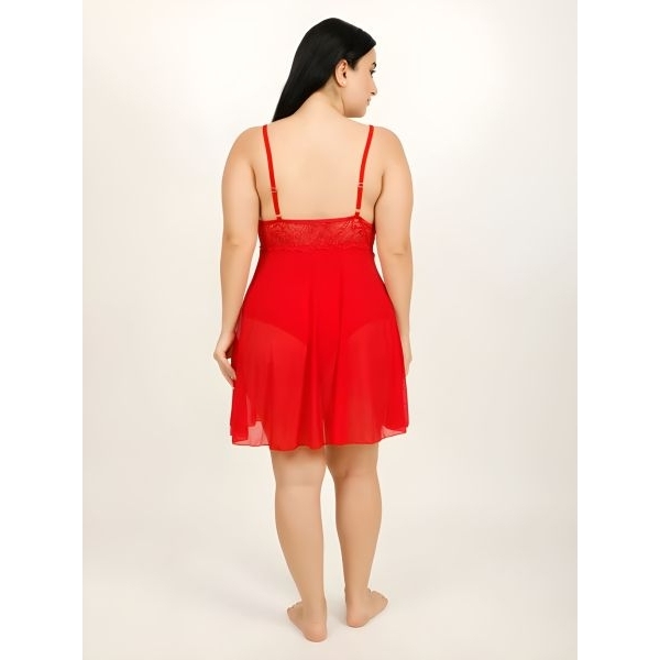 Fancyra Women Red Lace Textured Hot Bodysuit Lingerie Nighty - Image 5