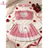 Fancyra Women Red Plaid Naughty French Maid Roleplay Costume Lingerie Nighty