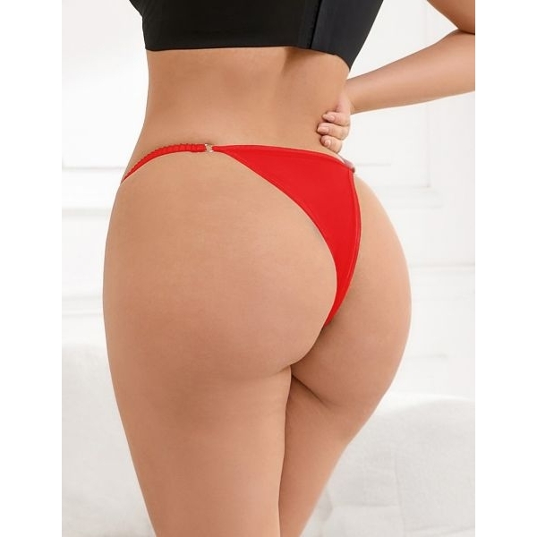 Fancyra Women Red Wide Strap Rhinestone T-Back Thong - Image 3