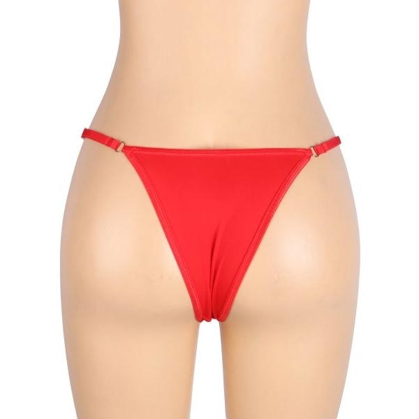 Fancyra Women Red Wide Strap Rhinestone T-Back Thong - Image 5