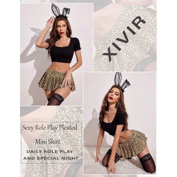 Fancyra Women Role Play Pleated Mini Skirt Ruffle Lingerie - Image 5