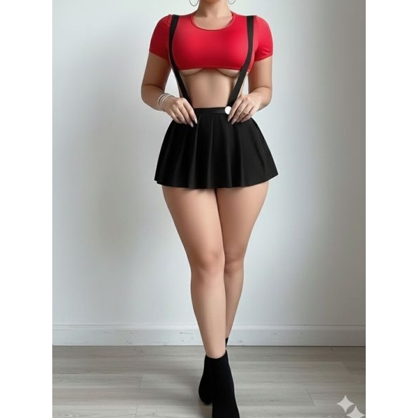 Fancyra Women Romantic Cute Crop Top with Pleated Mini Skirt 2 Piece Lingerie Set - Image 3