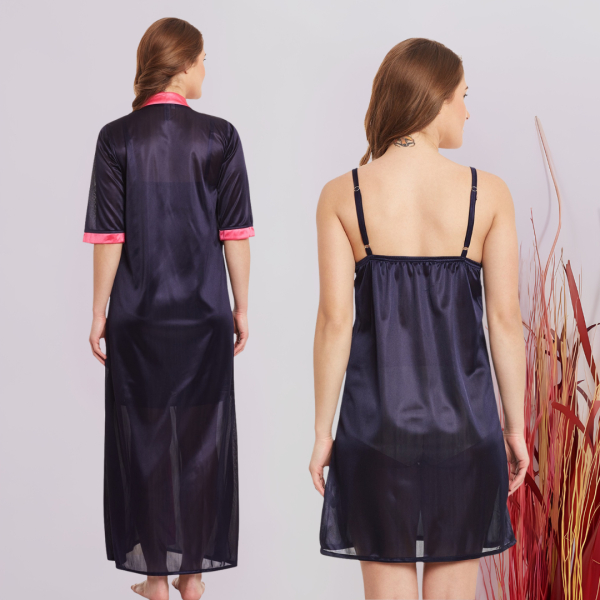 Fancyra Women Romantic Satin Two Piece Set Nighty Nightwear - Image 3