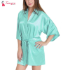 Fancyra Women Satin Babydoll Belted Kimono Robe Free Size Light Green Color