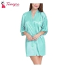 Fancyra Women Satin Babydoll Belted Kimono Robe Free Size Light Green Color