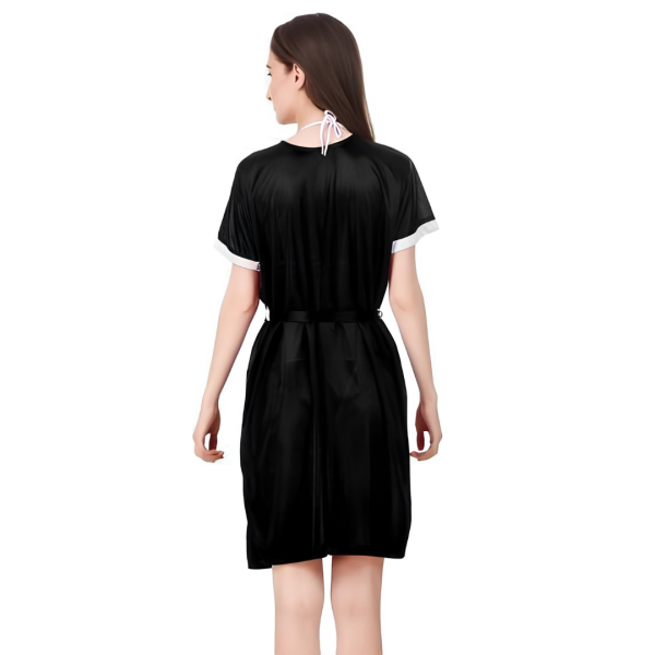 Fancyra Women Satin Blend Black Nightwear Robe with Bikini Set - Image 5