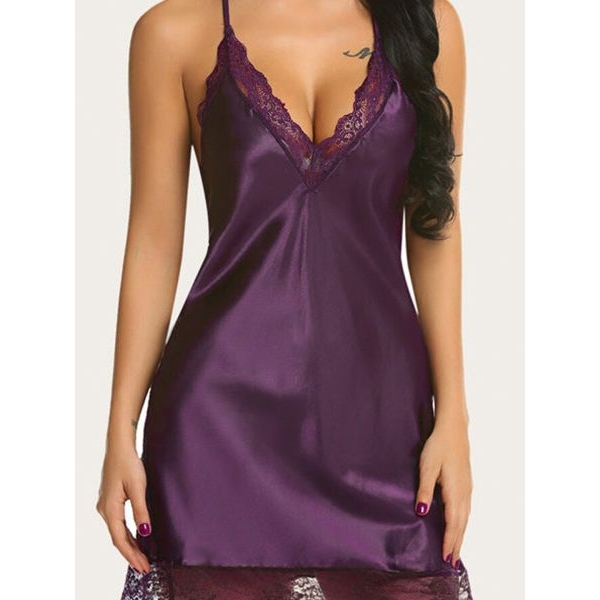 Fancyra Women Satin Blend Chemise Babydoll Lingerie - Image 3