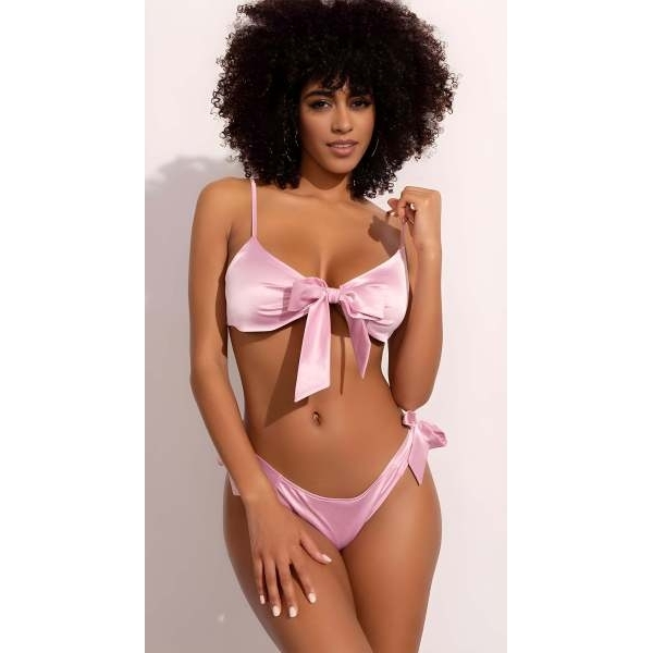 Fancyra Women Satin Bow Tie 2 Piece Bra and Panty Lingerie Set - Image 2