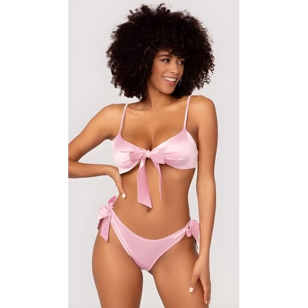 Fancyra Women Satin Bow Tie 2 Piece Bra and Panty Lingerie Set - Image 3
