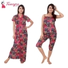 Fancyra Women Satin Honeymoon Wear Sleepwear Women Printed Nighty Set Of 3 Free Size