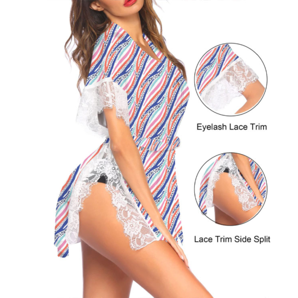 Fancyra Women Satin Kimono Side Split Robes Nightwear Lingerie - Image 2