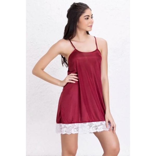 Fancyra Women Satin Lace Chemise Hot Babydoll Lingerie Nighty - Image 3