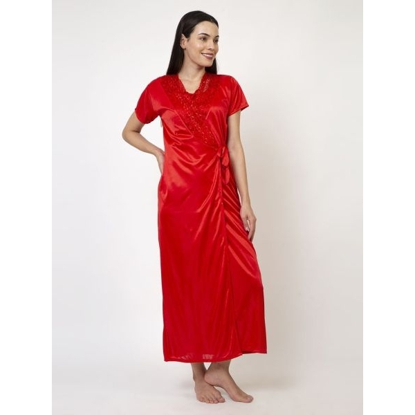 Long Outer Robe with Bra Panty Set