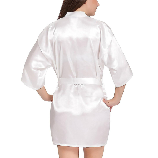 Fancyra Women Satin Nightwear Robe Night Dress Free Size White Color - Image 3