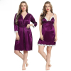 Fancyra Women Satin Nighty Sleepwear Nightdress Set with Robe
